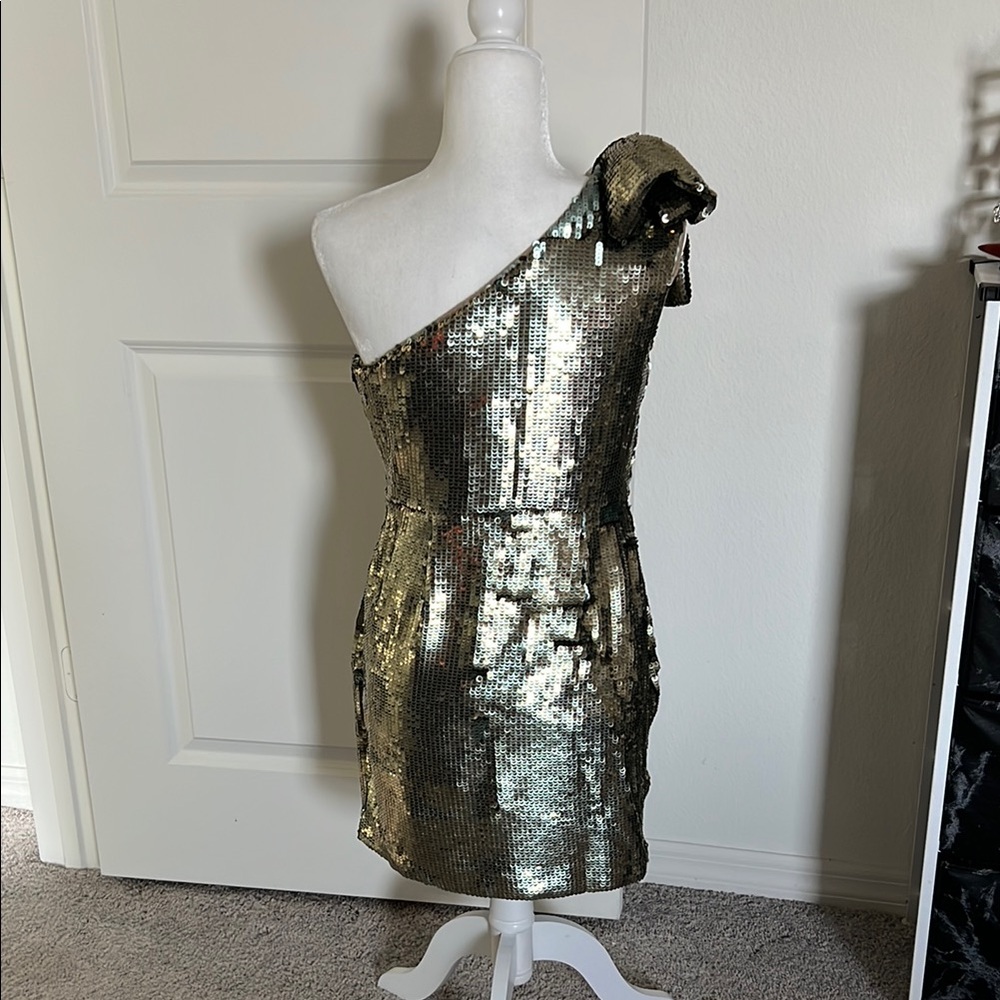 NWT Maeve from Anthropologie Gold Sequin Dress - 4 / 6 Petite - Picture 7 of 11